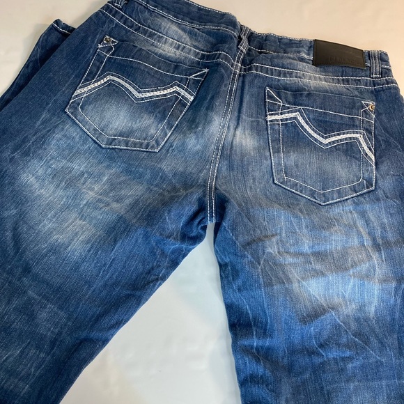 Buckle Jeans Black Mens Denim Blue Stretch Bootcut Jeans 36x34